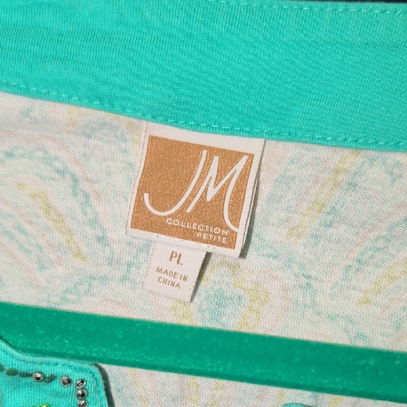 JM Collection Aqua Paisley Tunic with Embellishments - Picture 4 of 4